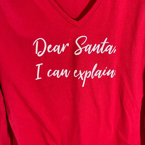 NWT Layne Bryant Christmas Long Sleeve t-shirt V-Neck Holiday Glitter 14/16 - Picture 2 of 5